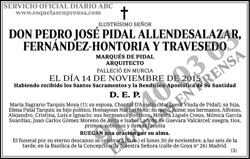 Pedro José Pidal Allendesalazar, Fernández-Hontoria y Travesedo